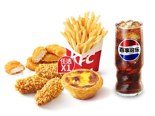 肯德基【正餐】热辣香骨鸡+葡式蛋挞+百事中可乐 - 会优科技优惠价¥15.63
