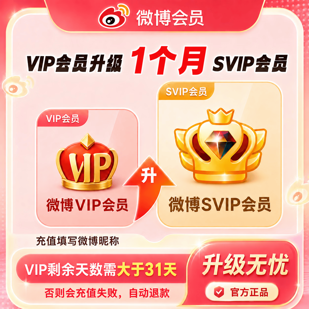 【官方直充】新浪微博VIP升级SVIP会员1个月-可开票 - 会优科技优惠价¥10.00