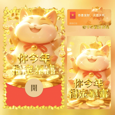 微信红包封面 |『暴富招财猫/long』 - 会优科技优惠价¥2.02