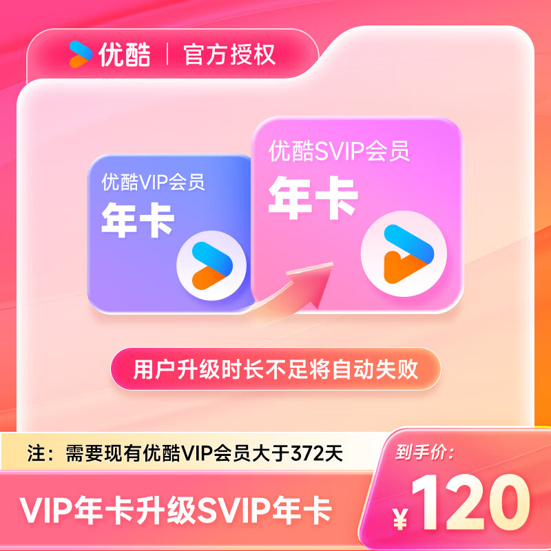 【自动充值】优酷视频VIP升级SVIP『12个月』